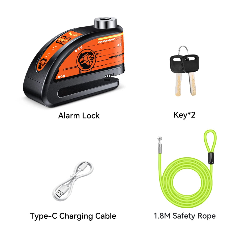 Candado de Disco para Motocicleta | Alarma de 120dB e Impermeable  | Ticotrendy
