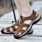 Sandalias Cuero Genuino Hombre Ticotrendy Casual Plataforma Hebilla | Moda Lujo Ajustable