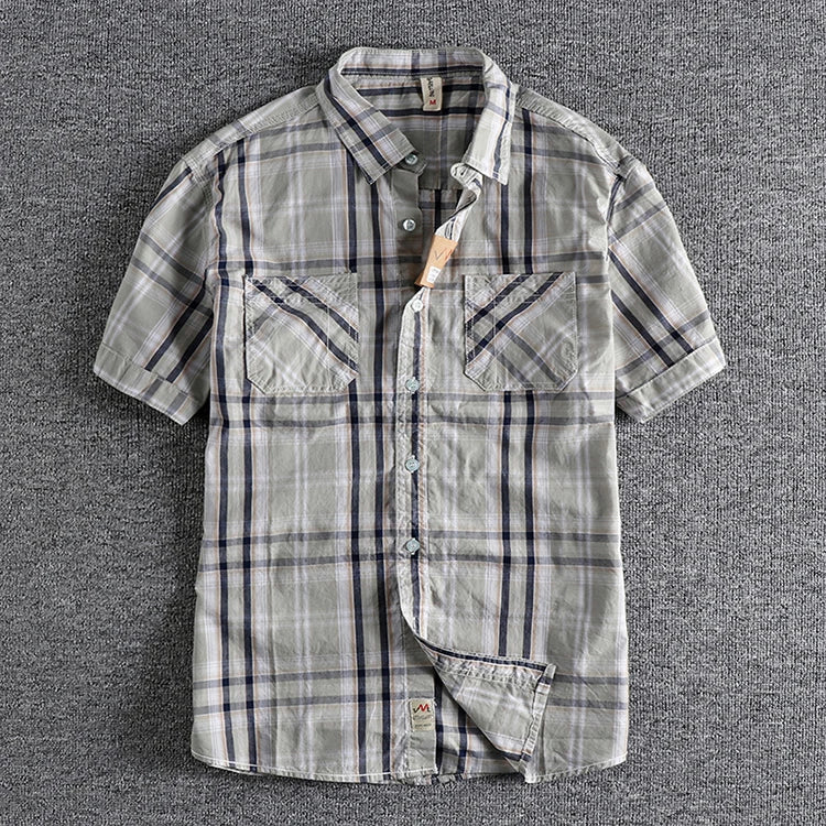 Camisa Cuadros Hombre | Algodón Lavado | Estilo Gótico | Manga Corta | Ticotrendy Costa Rica