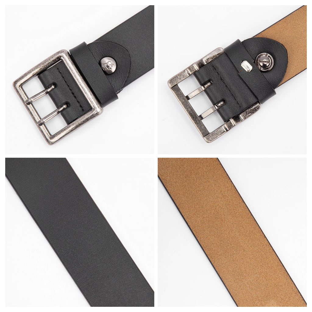 Cinturón de Piel de Vaca | Estilo Vintage | Hebilla de Pasador Retro | Hombre