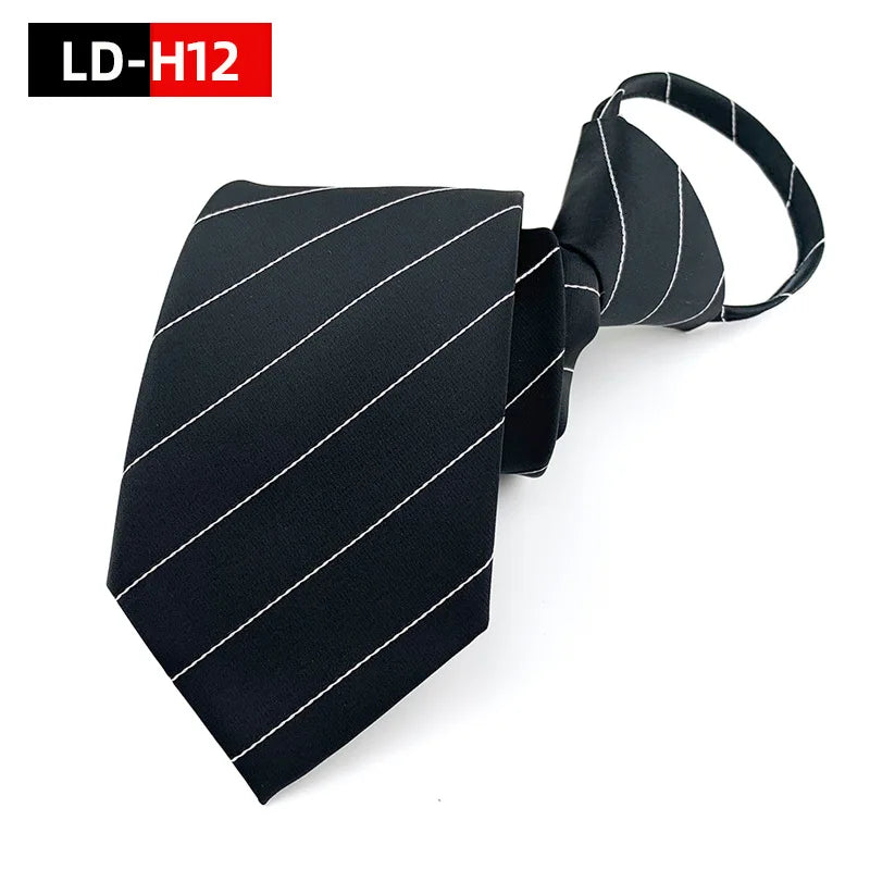 Corbata Preatada Con Cremallera Rayas Negocios Estilo Moderno y Tico