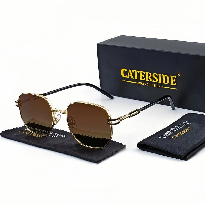 Gafas de Sol CATERSIDE Polarizadas | Lentes Poligonales | Montura Metal | UV400