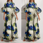 Vestido Maxi Estampado Cintura Ceñida Casual Chic