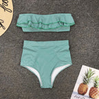 Bikini De Cintura Alta Rayas Irregulares Playa Mujer Dos Piezas
