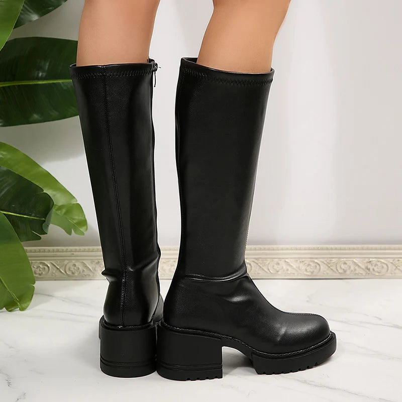 Botas de Tacón Grueso hasta la Rodilla | Mujer