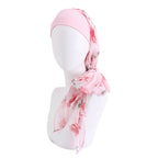 Turbante elástico con estampado de flores para mujer musulmana, para la cabeza preatado Hijab, Bandana para la pérdida de cabello, bufanda para la cabeza, novedad