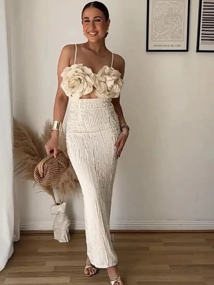 Vestido largo de verano para mujer, estilo francés, con apliques y sin espalda