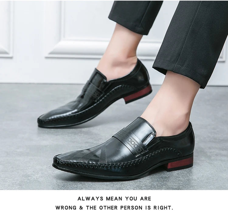 Mocasines Retro Hombre Cuero Marrón | Clásicos Punta Puntiaguda Sin Cordones Daily