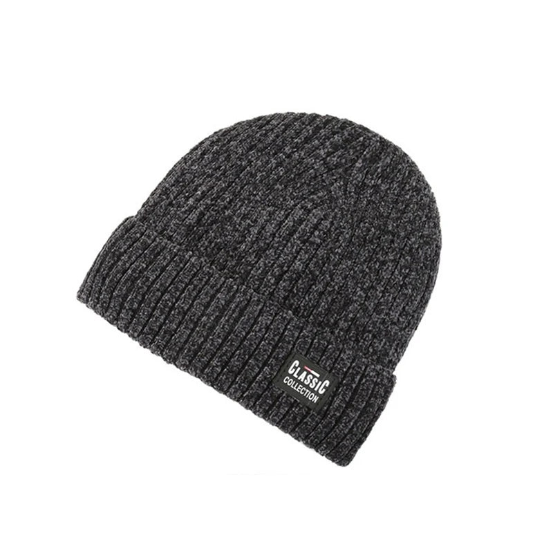 Gorro Tejido Lana Chenilla Terciopelo Grueso Térmico | Invierno Ajustable Unisex