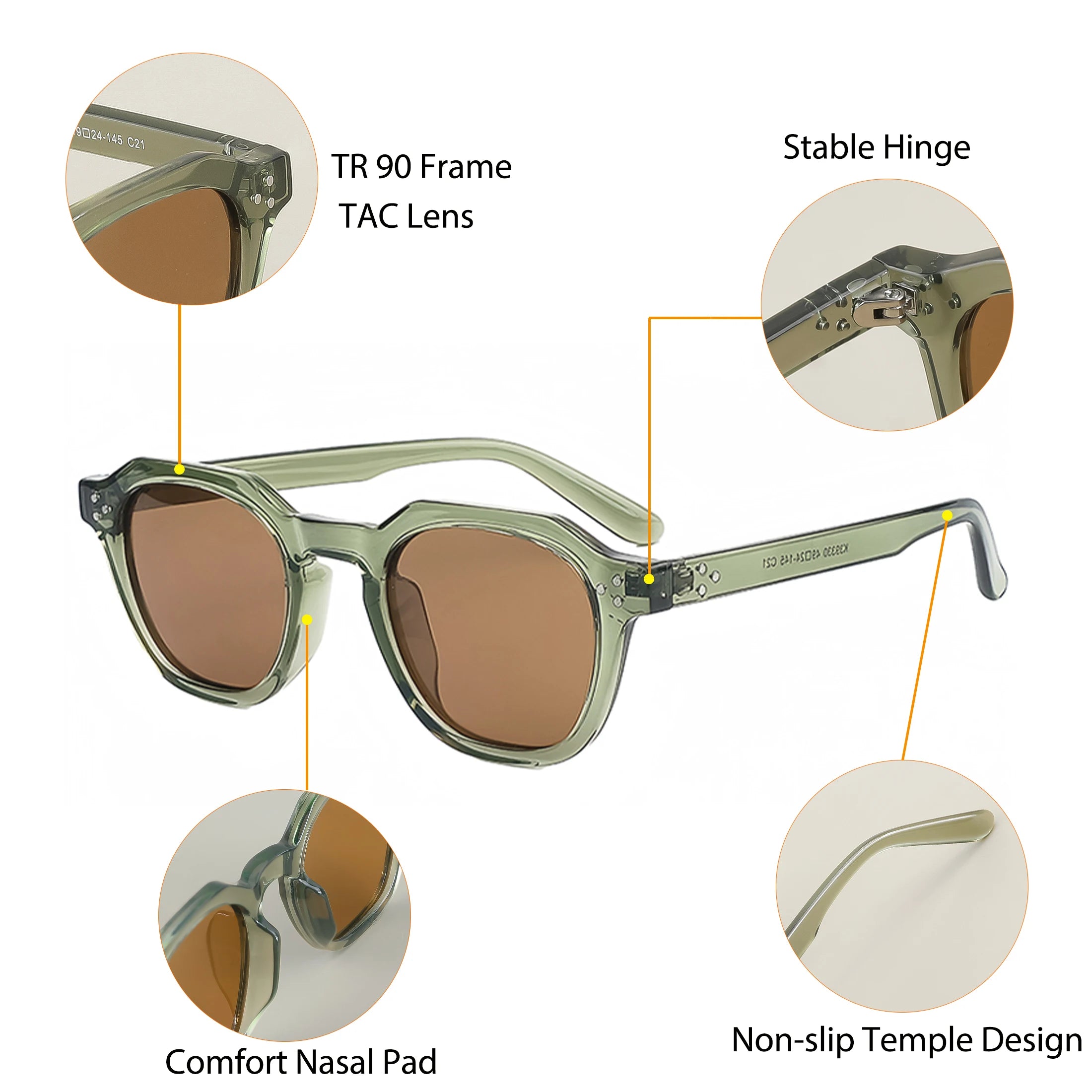 Gafas de Sol Polarizadas CATERSIDE | Montura Poligonal TR90 Ultraligera | UV400