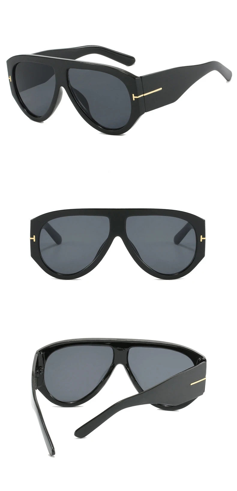 Gafas Sol Piloto Gran Tamaño Punk | Montura Grande UV400 Diseño Lujo Unisex