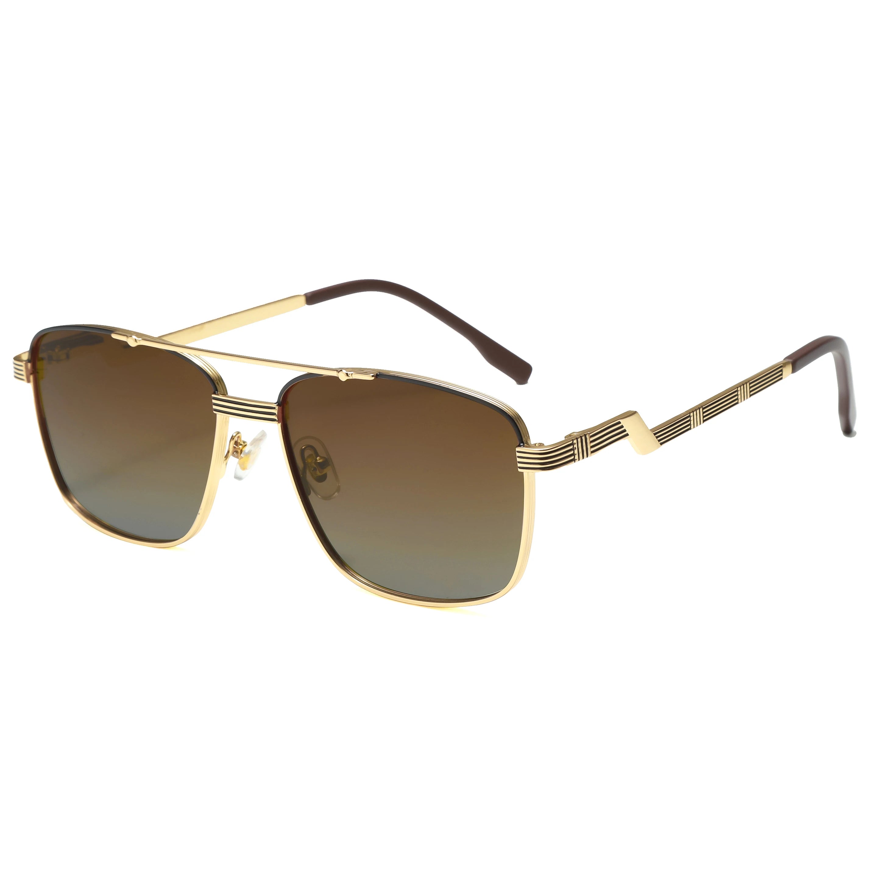 Gafas de Sol CATERSIDE Polarizadas | Lentes Planas y Doble Puente | Montura Metal | UV400