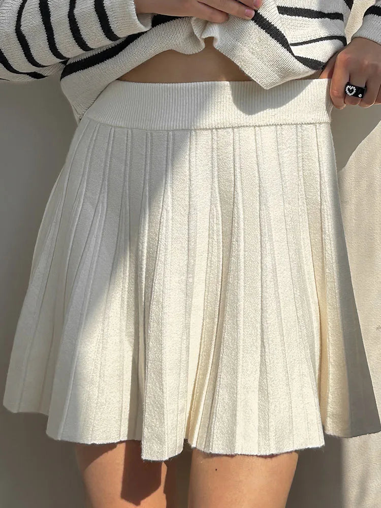 Minifalda Plisada de Punto | Cintura Alta | Estilo Coreano