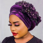 Turbante Africano con Ramo Floral, Auto Gele para Mujer