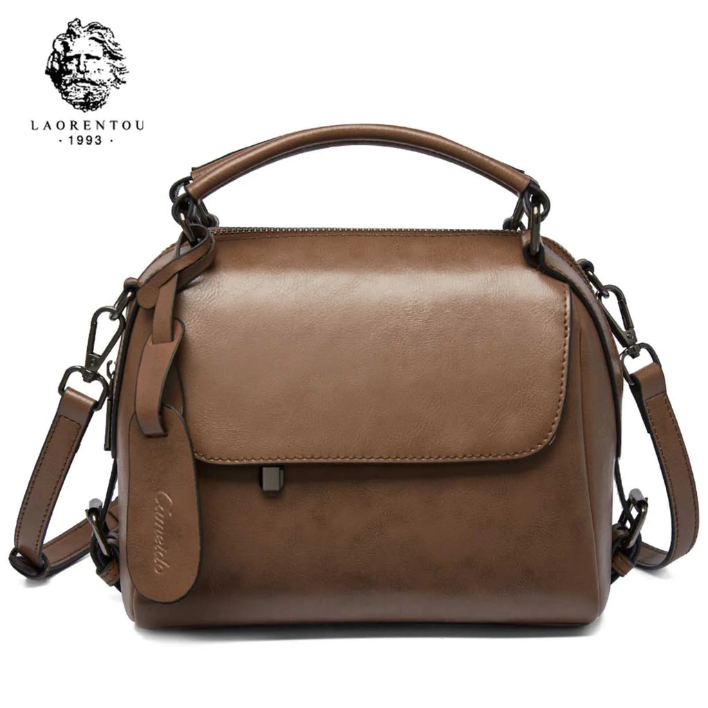 LAORENTOU bolso de mano de cuero suave con asa superior para mujer, bolsos de hombro para niña a la moda, bolso cruzado Retro, regalo para esposa 2025
