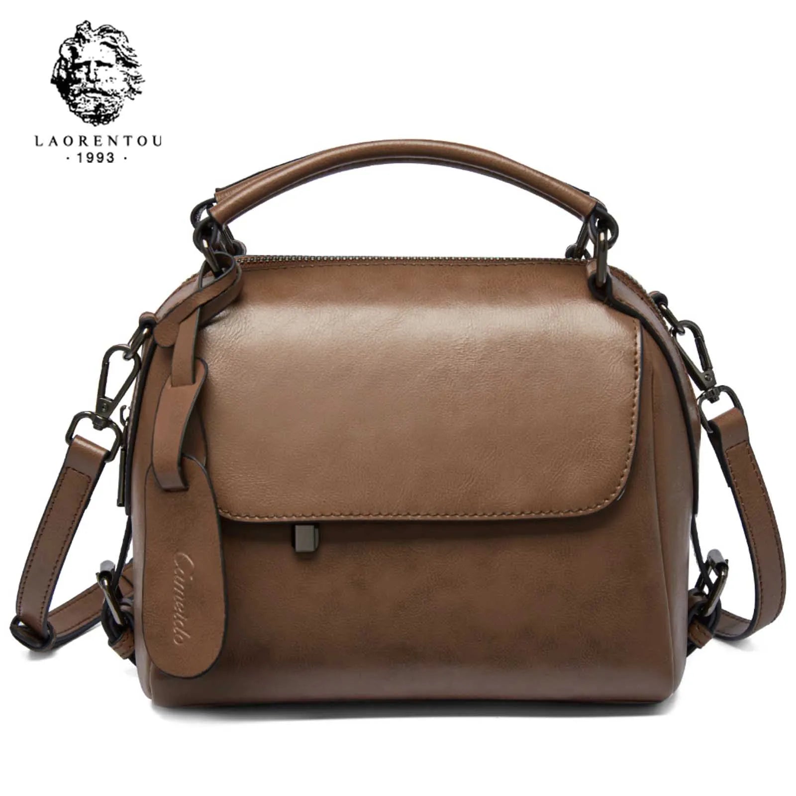 LAORENTOU bolso de mano de cuero suave con asa superior para mujer, bolsos de hombro para niña a la moda, bolso cruzado Retro, regalo para esposa 2025