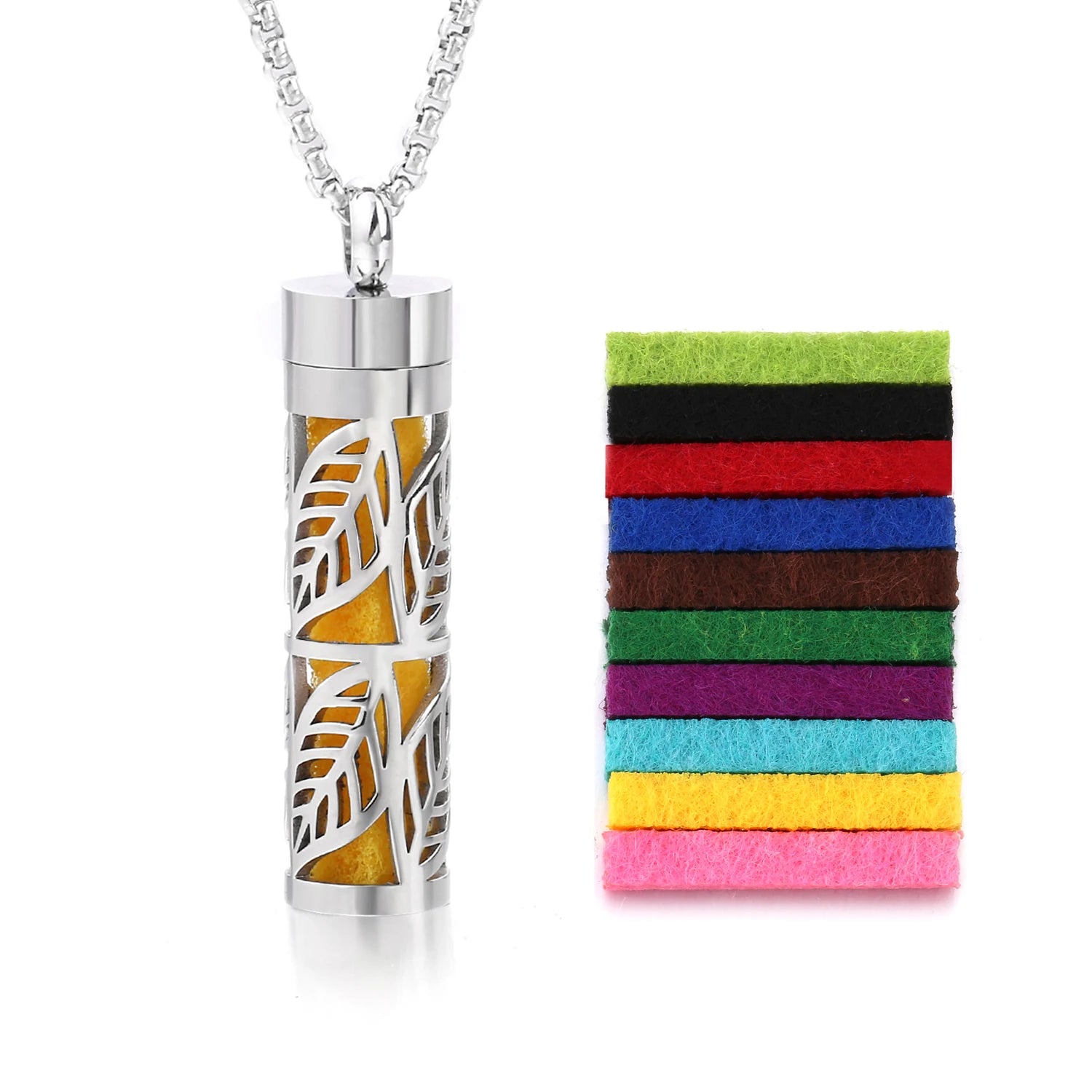 Ambientador de barra Vertical hueca de acero inoxidable, difusor de aceite de Perfume, medallón, joyería, colgante, collar para mujeres, hombres y adolescentes