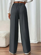 Pantalón Drapeado Elegante | Cintura Alta, Recto, Suelto y Color Sólido Verano 2025