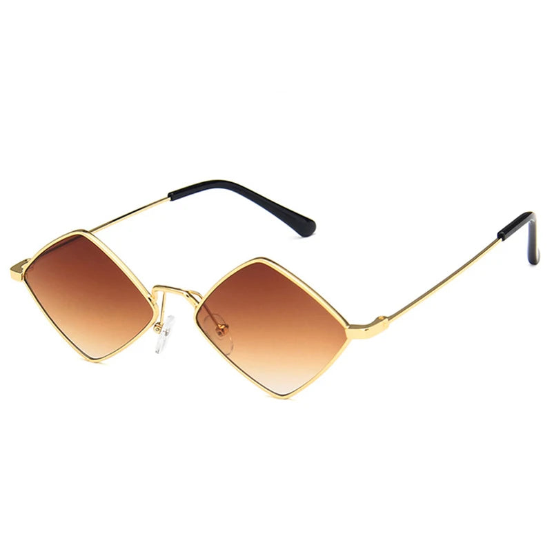 Gafas Sol Punk Rombo Pequeño Marco Metálico | Diseñador Tendencia UV400 Para Conducir