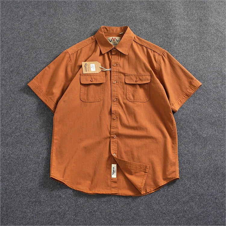 Camisa Informal Hombre | Algodón Retro | Bolsillo Tubo | Manga Corta | Ticotrendy