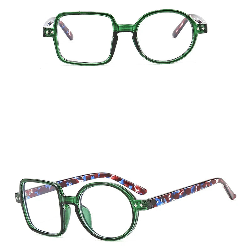 Montura Gafas Asimétricas Retro Redondas Cuadradas | Lentes Transparentes Unisex Ópticas