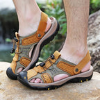 Sandalias Cuero Genuino Hombre Playa Casual Hechas a Mano | Estilo Conciso Lujo
