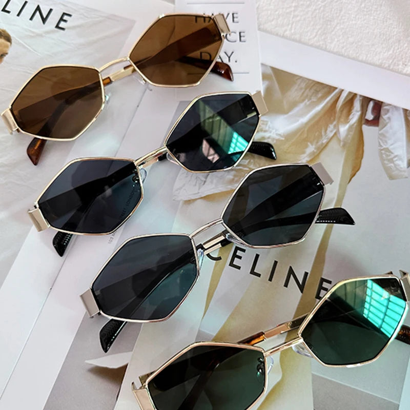 Gafas de Sol Poligonales con Marco Pequeño Estilo Clásico Vintage