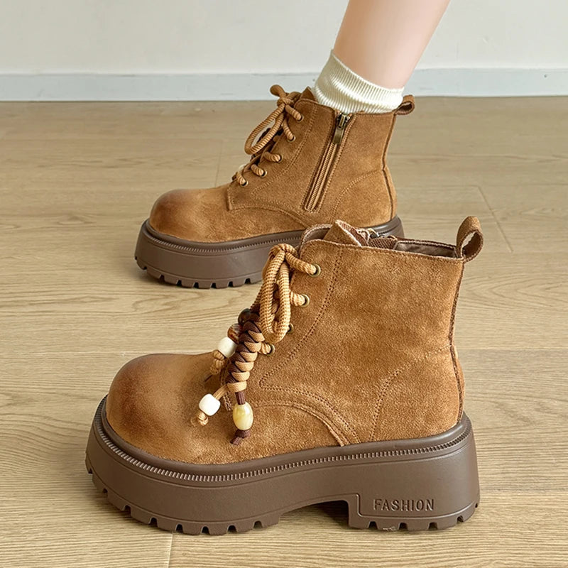 Botines de Tacón Cuadrado Retro | Plataforma | Mujer