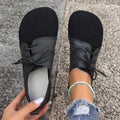 Zapatos Planos Marrones con Cordones | Gamuza Sintética | Punta Redonda | Talla Grande