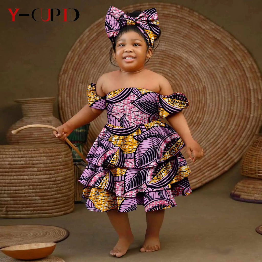 Vestido Ankara Multicapa Volantes Niña | Fiesta Bazin Riche | Tallas S-XXL | Tico Trendy