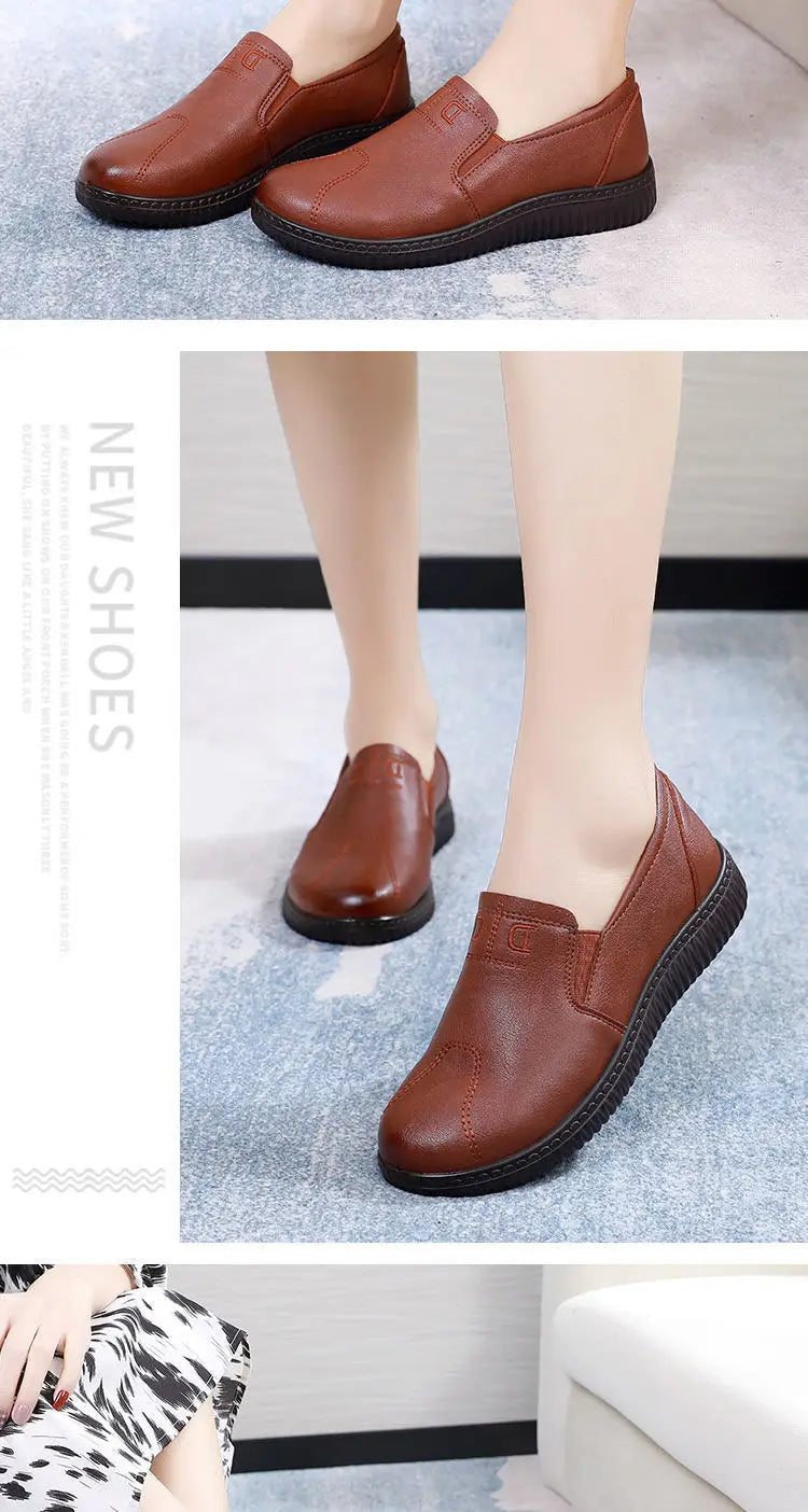 Mocasines Retro Marrones con Cuña | Cuero | Bailarinas Oxford | Talla Grande
