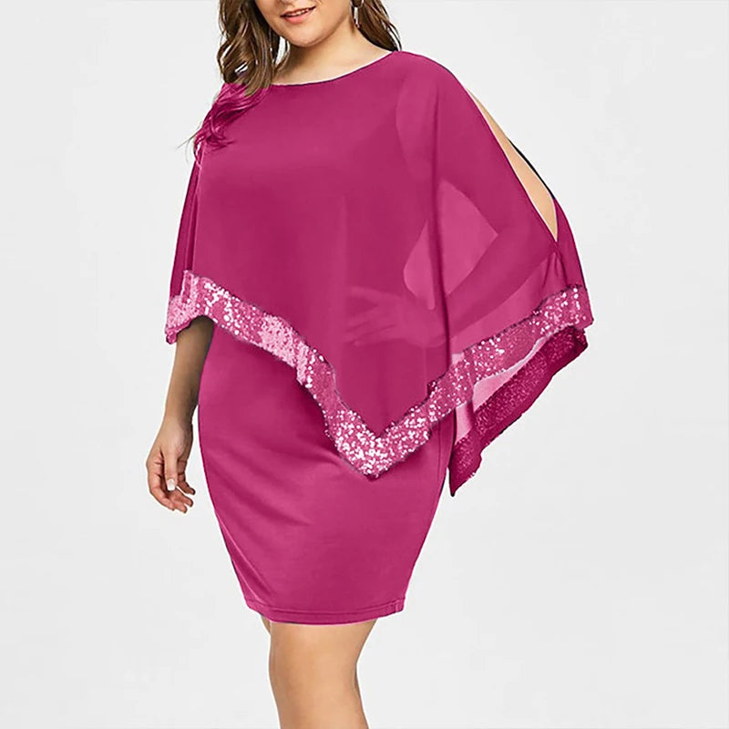Vestido de Fiesta | Talla Grande | Lentejuelas y Hombros Descubiertos