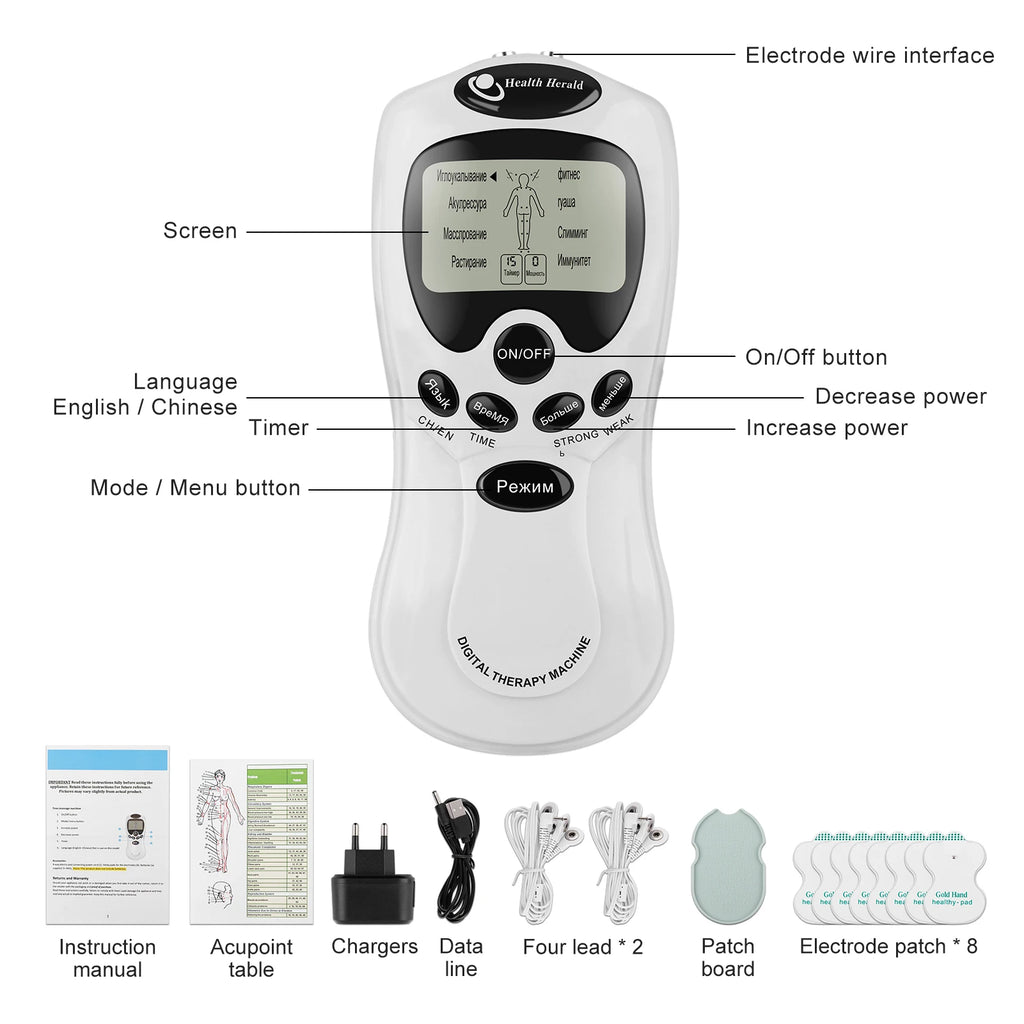 Masajeador Muscular TENS Eléctrico | Terapia Digital Pulso Estimulador | Cuidado Cuerpo Completo