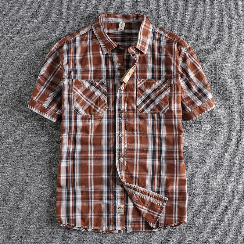 Camisa Cuadros Hombre | Algodón Lavado | Estilo Gótico | Manga Corta | Ticotrendy Costa Rica