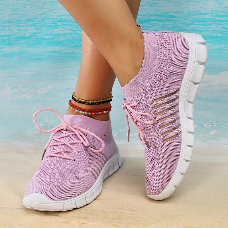 Zapatillas de Punto Transpirables | Plataforma | Suela Blanda | Talla Grande | Verano
