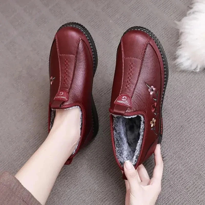 Zapatillas De Invierno Para Mamá | Mocasines Tipo Oxford Felpa Calidad