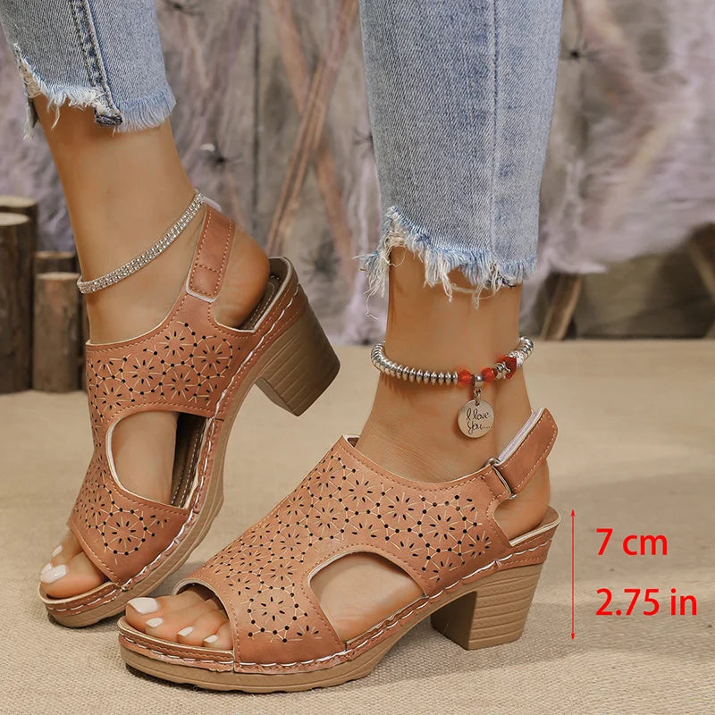 Sandalias de Tacón Alto Ahuecadas | Plataforma | Gancho | Antideslizantes | Talla Grande