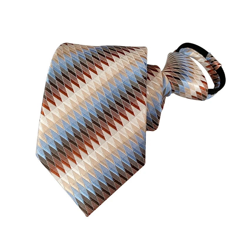 Corbata Preatada Con Cremallera Rayada Elegante y Práctica Para Bodas