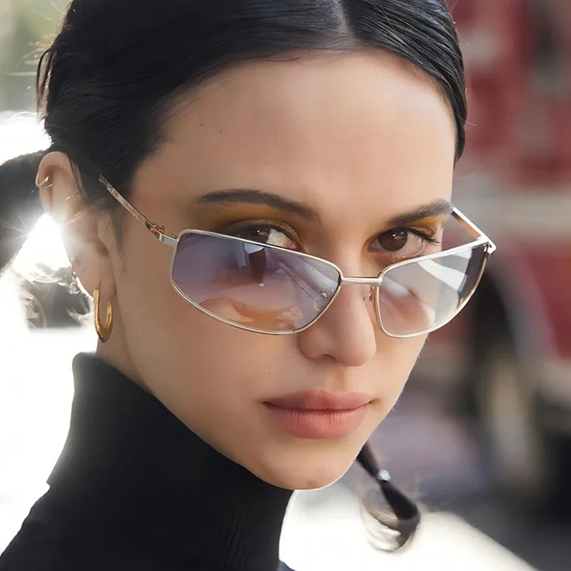 Gafas de Sol Y2K para Mujer Estilo Vintage Punk con Marco Metálico