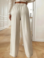 Pantalón Drapeado Elegante | Cintura Alta, Recto, Suelto y Color Sólido Verano 2025
