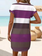 Minivestido Rayas para Mujer | Manga Corta con Bolsillos | Jersey Informal Talla Grande | Tico Trendy