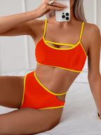 Bikini Sin Espalda Color Bloqueado Sexy - Traje de Baño 2025