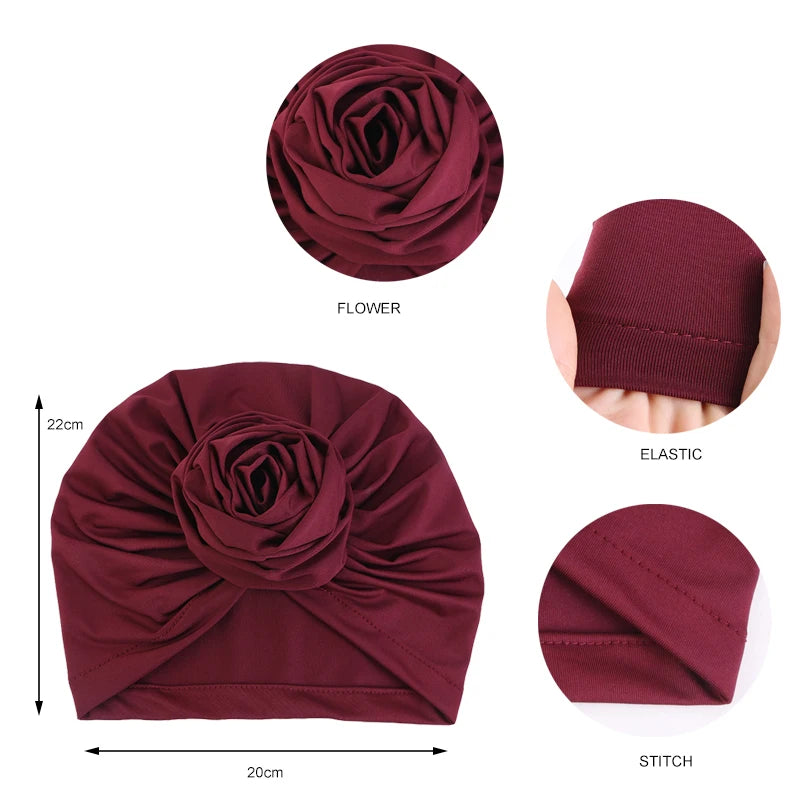 Turbante de flores grandes para Mujer, gorro Hijab musulmán, Bandana para quimio, sombrero africano, tocado para fiesta de boda, Turbante