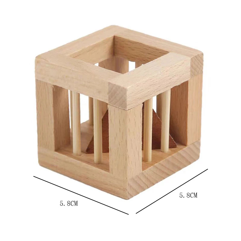 Rompecabezas de madera para niños y adultos, jaula con cerradura Luban triangular, juegos de desafío IQ, juguetes educativos intelectuales