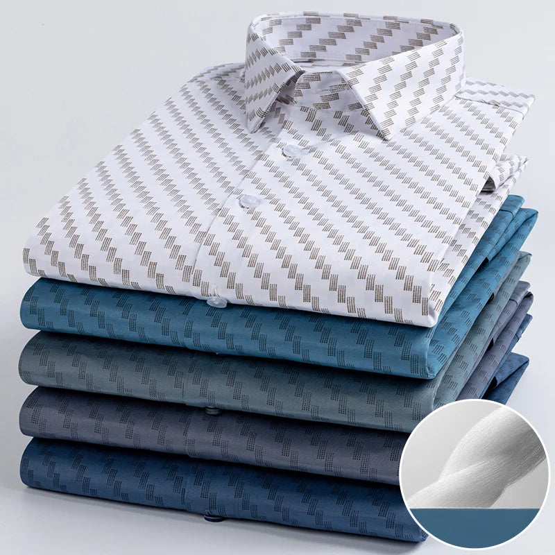 Camisa Talla Grande Sin Arrugas | Estampado Vintage | Formal Ajustada | Tops Suaves