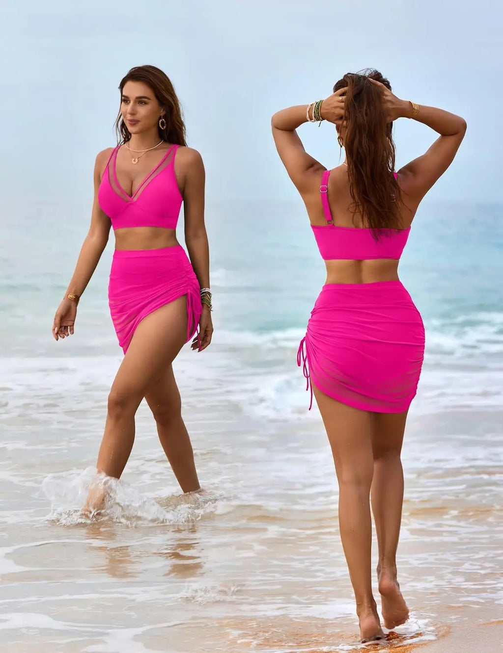 Bikini de Malla con Cordón 2025 | Una Pieza | Color Sólido