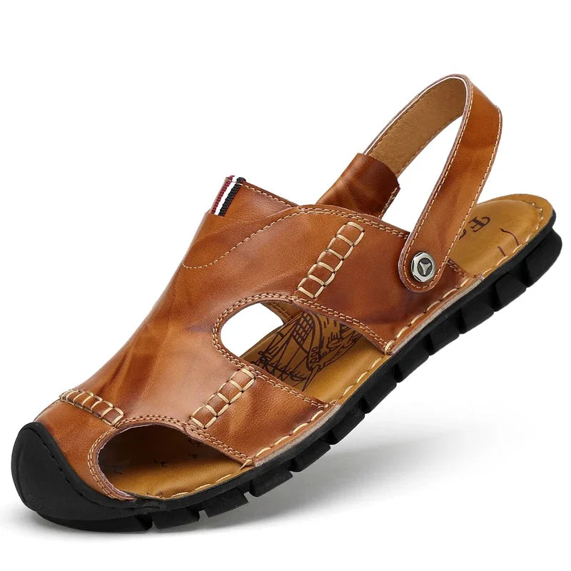 Sandalias Piel Dividida Hombre Transpirables Playa Casuales Alta Calidad | Verano