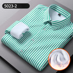Camisa Rayas Terciopelo Hombre | Engrosada Cálida | Negocios Casual | Invierno S-4XL