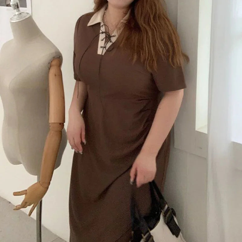 Vestido Largo de Fiesta Color Liso | Corte Irregular | Talla Grande | Oficina