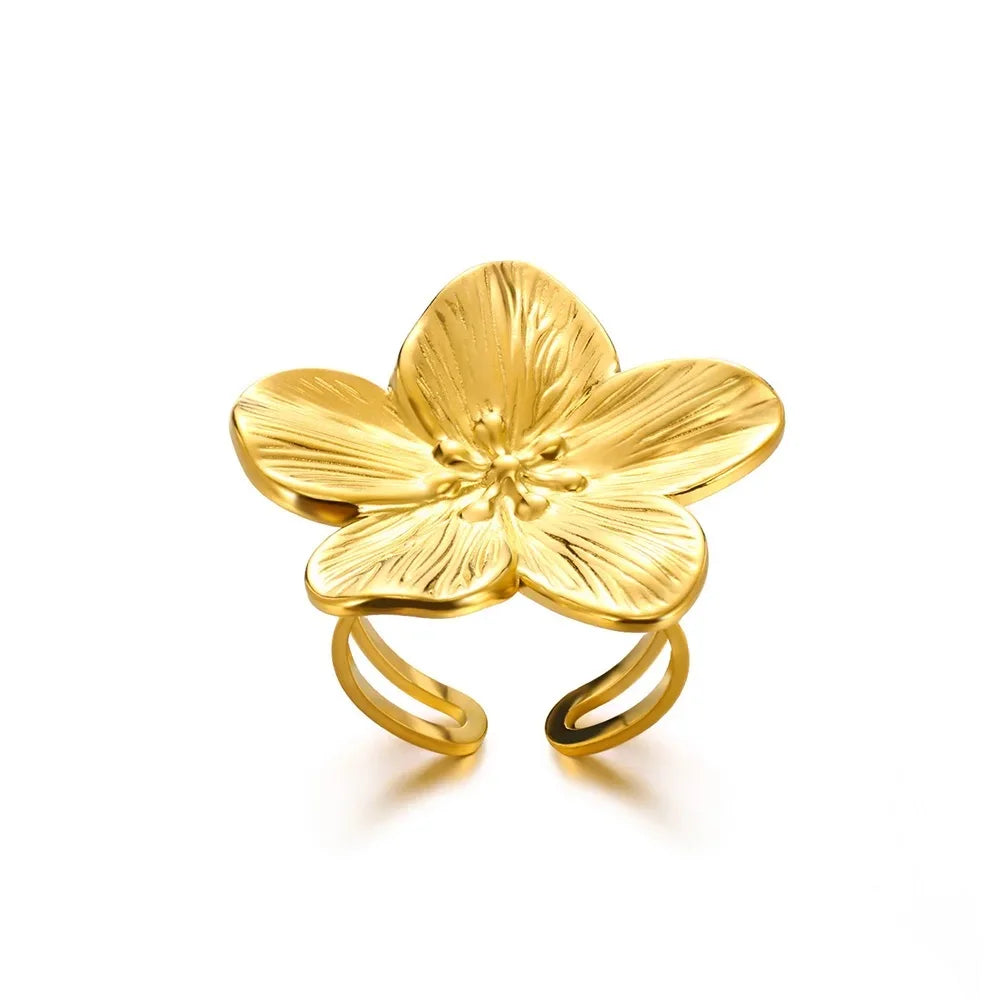 Anillo Ticotrendy Giratorio | Flor de Loto Zirconia | Acero Inox Oro | Joyería Moda 2025